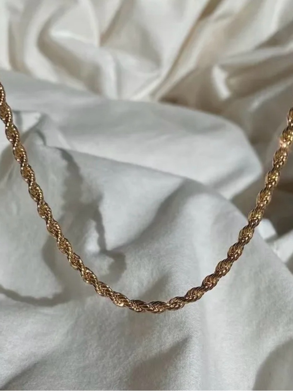 Gold PVD Stainless Steel Rope Chain Necklace | Twisted Chain Necklace